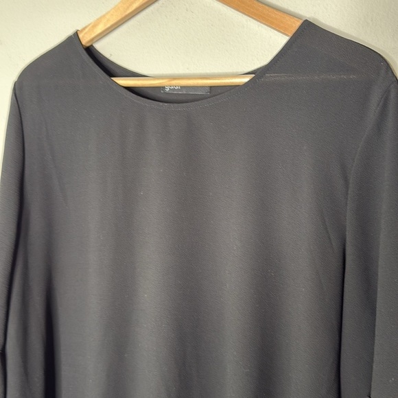 Gibson Nordstrom Ruffle Flounce Hem Short Sleeve Blouse in Black Size XL - Picture 4 of 10